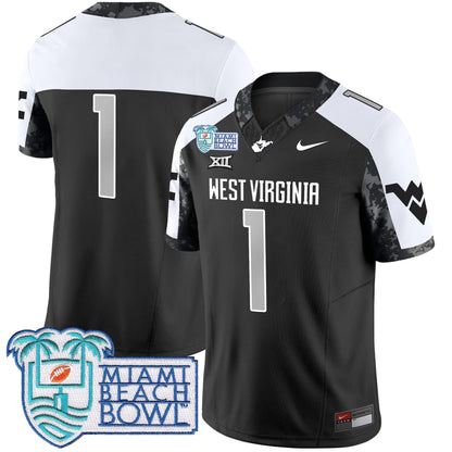 WVU 2025 Miami Beach Bowl Patch Vapor Limited Jersey - All Stitched