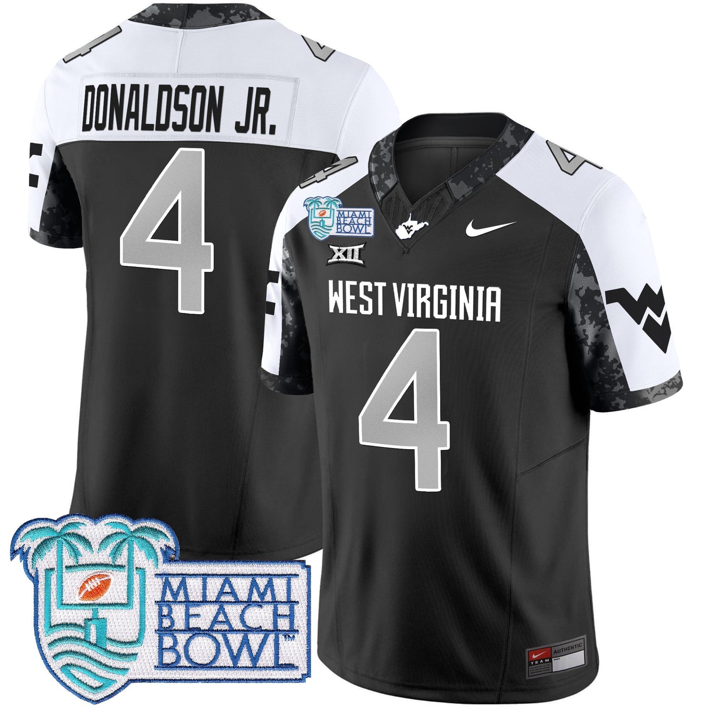 WVU 2025 Miami Beach Bowl Patch Vapor Limited Jersey - All Stitched