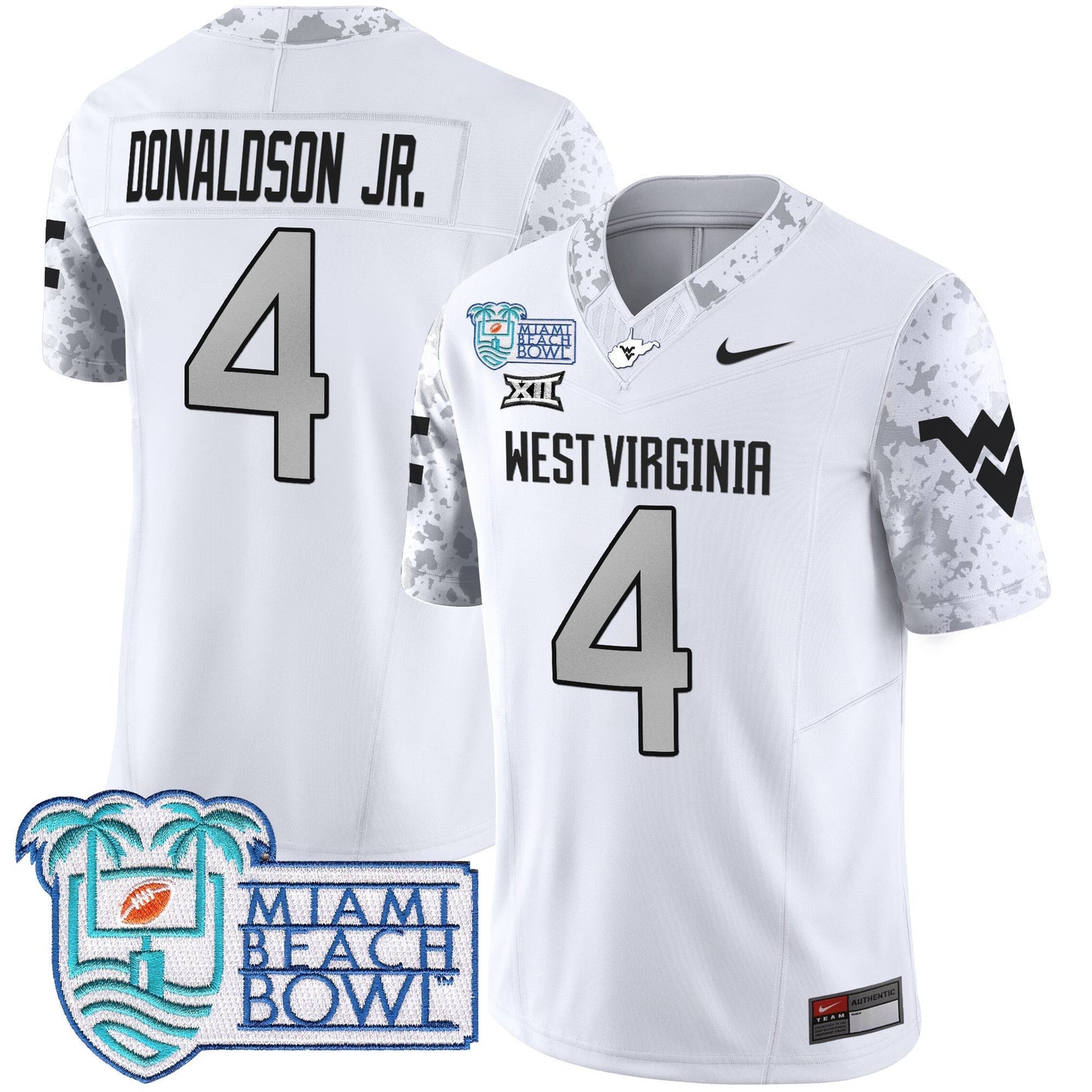 WVU 2025 Miami Beach Bowl Patch Vapor Limited Jersey - All Stitched
