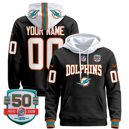 Dolphins 50th 1972 Perfect Season Patch Custom Pullover Hoodie V2