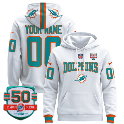 Dolphins 50th 1972 Perfect Season Patch Custom Pullover Hoodie V2