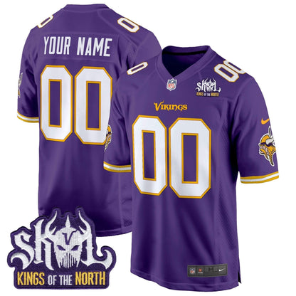 Minnesota Vikings King Of The North Patch Throwback Game Custom Jersey - All Stitched