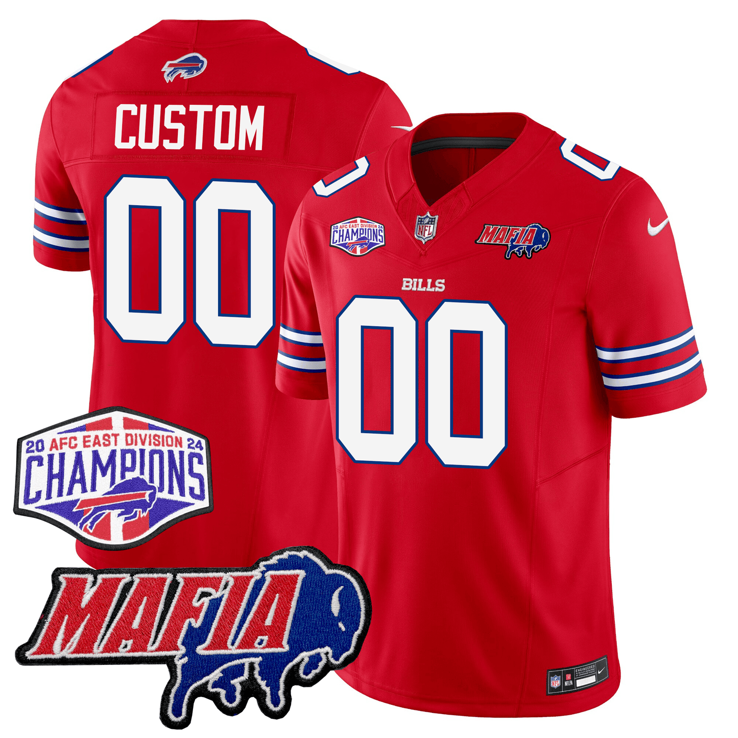 Custom BUF 24/25 Jersey - Bills Mafia + AFC East Championship Patch