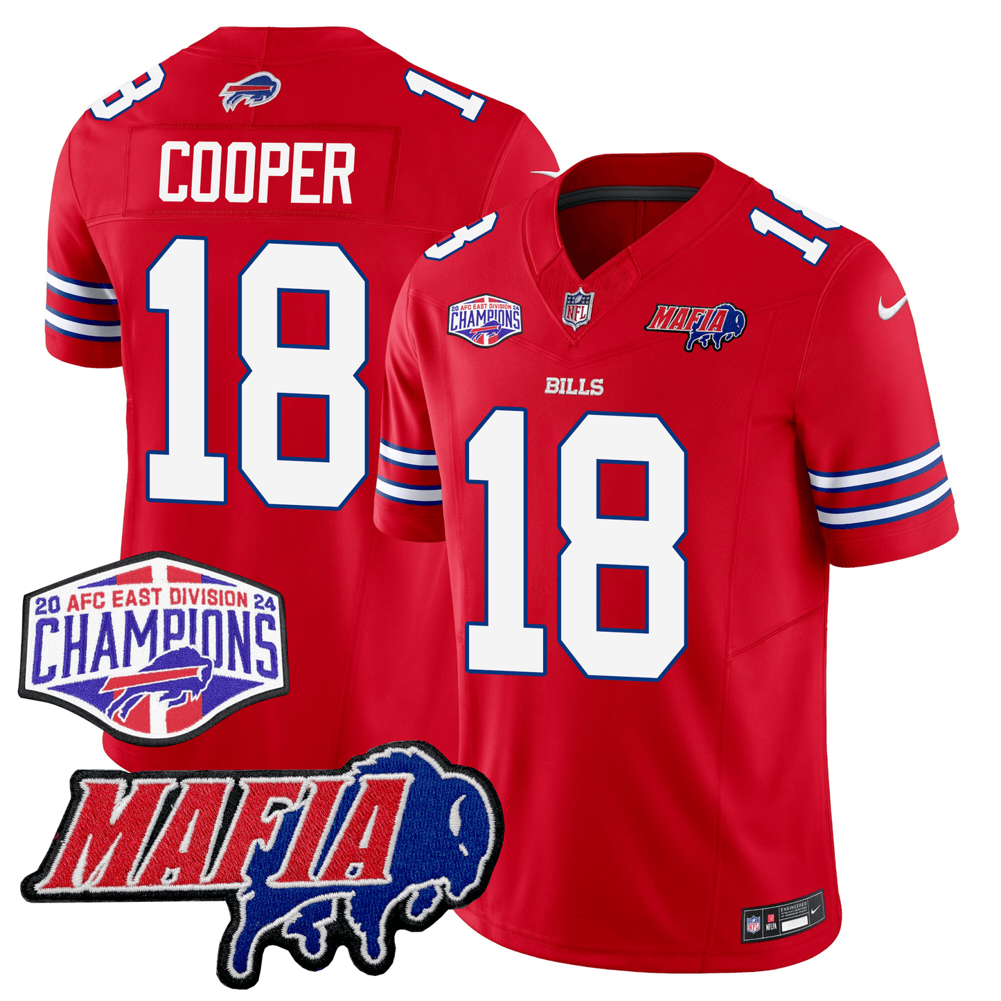 BUF 24/25 Jersey - Bills Mafia + AFC East Championship Patch