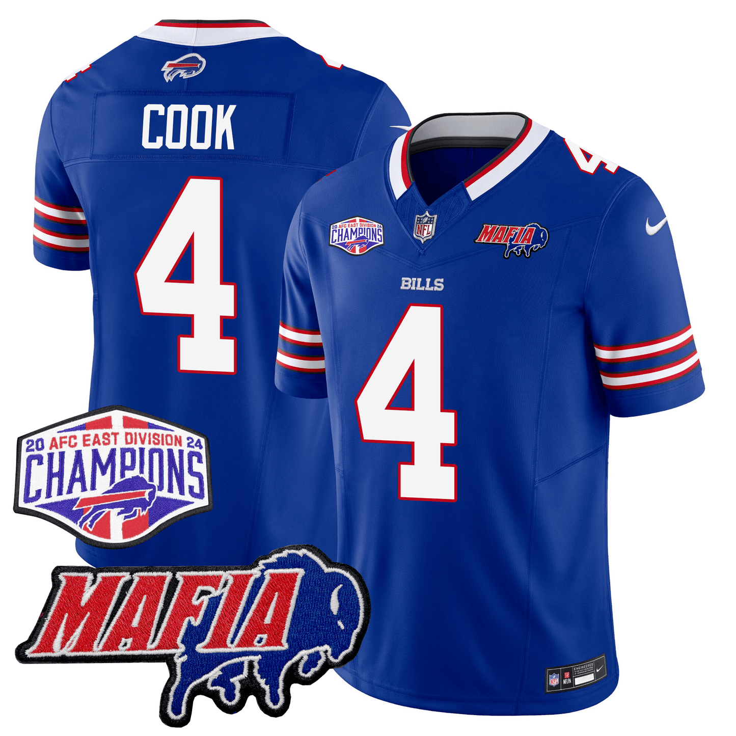 BUF 24/25 Jersey - Bills Mafia + AFC East Championship Patch