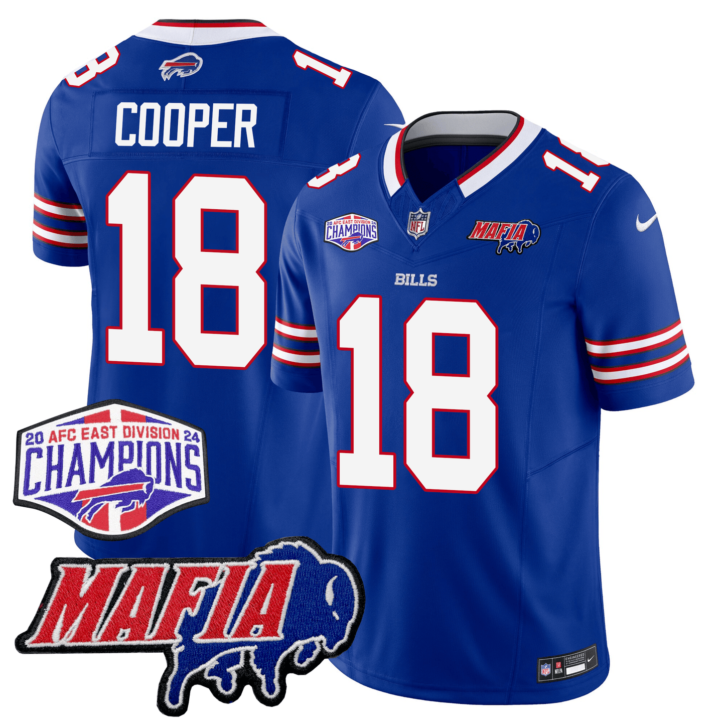 BUF 24/25 Jersey - Bills Mafia + AFC East Championship Patch