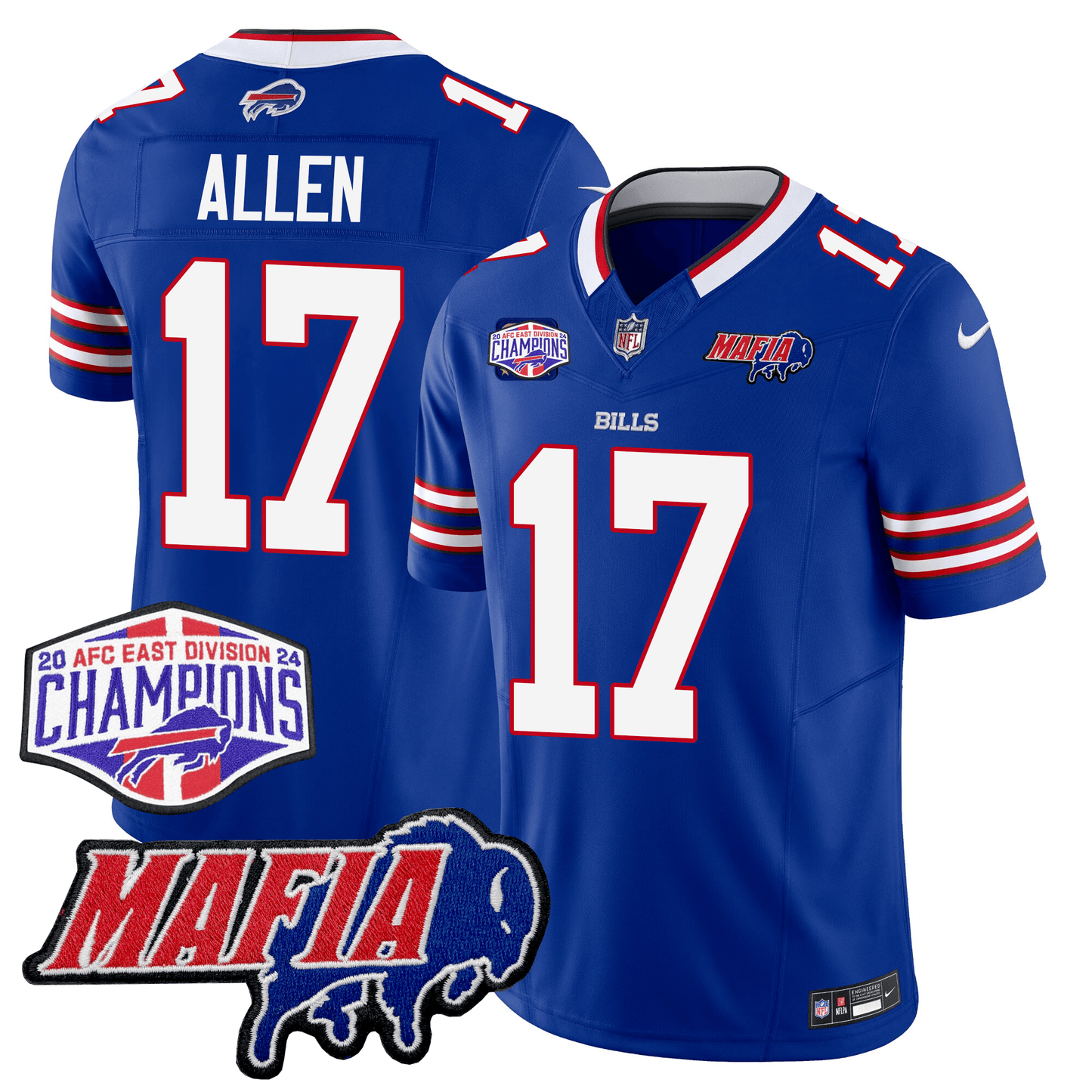 BUF 24/25 Jersey - Bills Mafia + AFC East Championship Patch