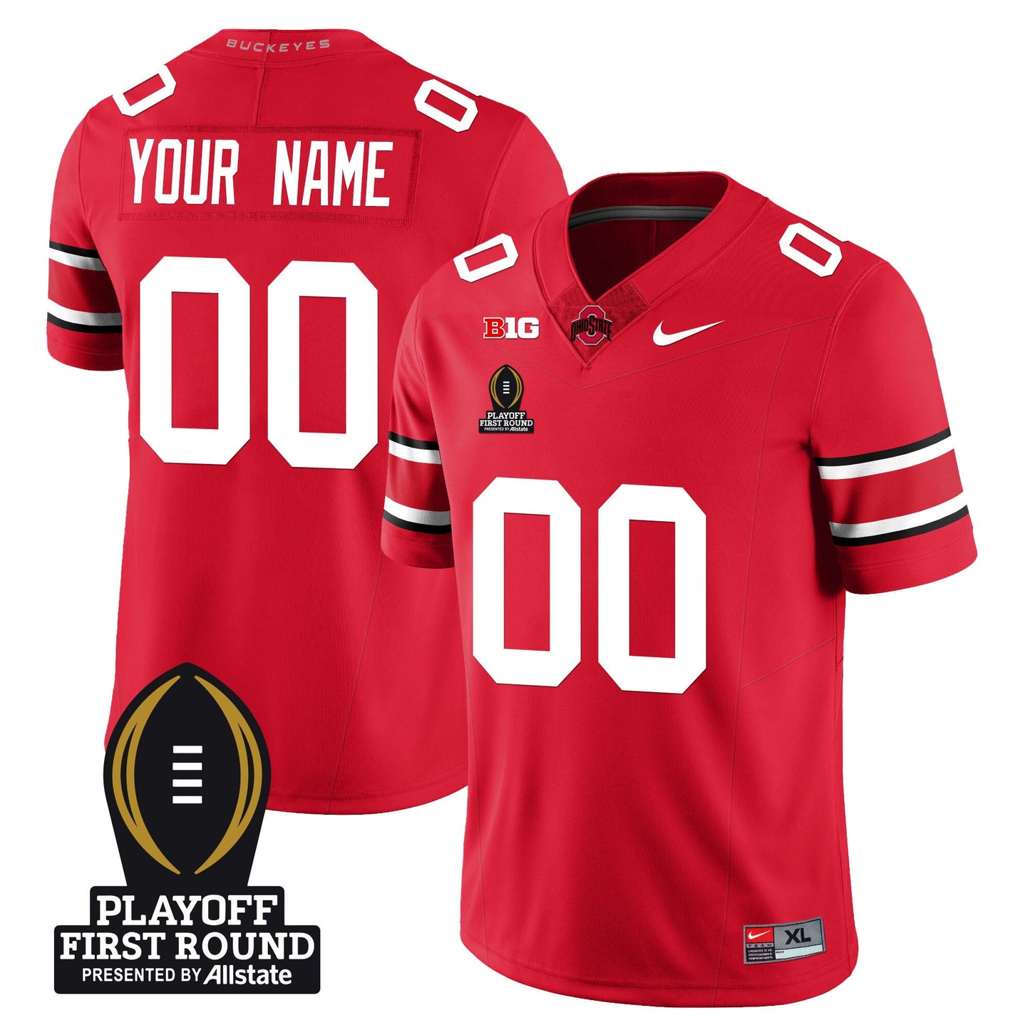 Custom OSU Football - Playoff First Round Patch - All Stitched