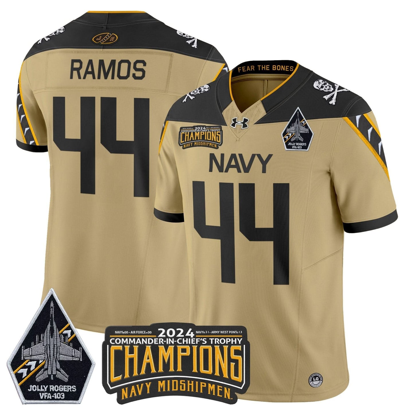 Navy Midshipmen 2024 Commander-In-Chief's Trophy Champions Patch Vapor Limited Jersey - All Stitched