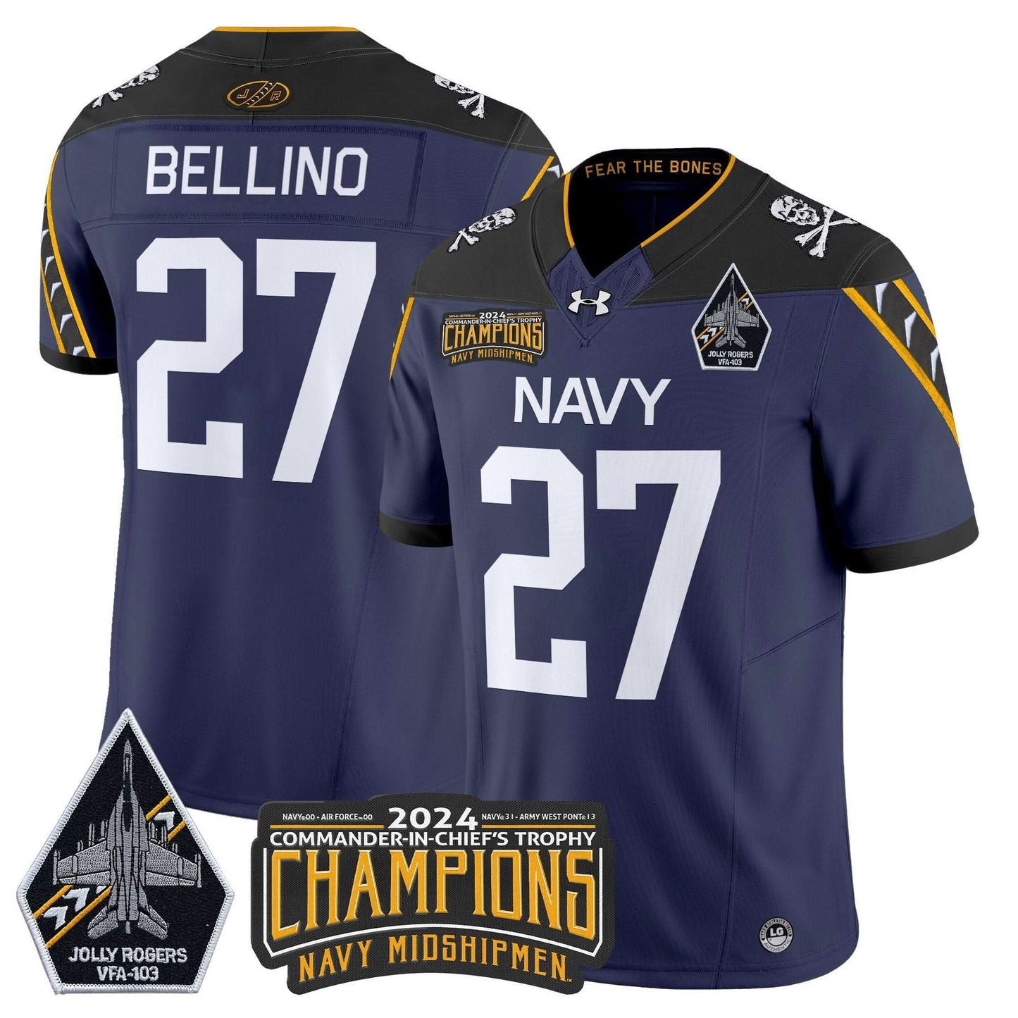Navy Midshipmen 2024 Commander-In-Chief's Trophy Champions Patch Vapor Limited Jersey - All Stitched