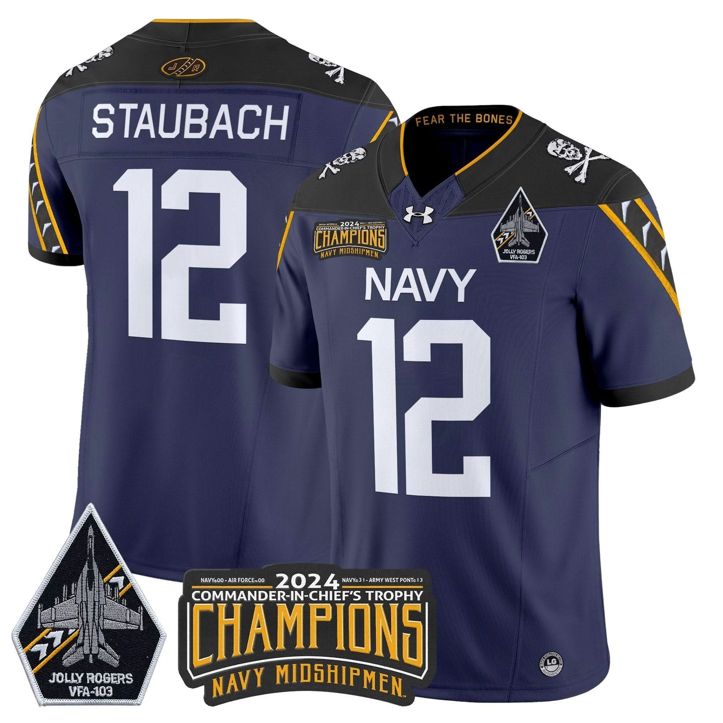 Navy Midshipmen 2024 Commander-In-Chief's Trophy Champions Patch Vapor Limited Jersey - All Stitched