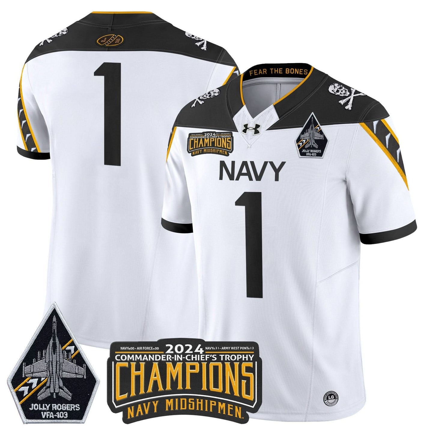 Navy Midshipmen 2024 Commander-In-Chief's Trophy Champions Patch Vapor Limited Jersey - All Stitched