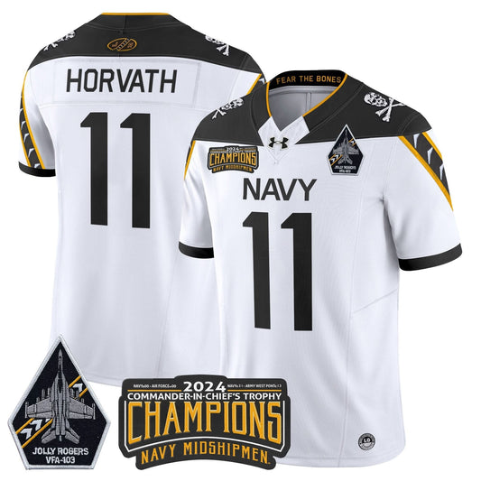 Navy Midshipmen 2024 Commander-In-Chief's Trophy Champions Patch Vapor Limited Jersey - All Stitched
