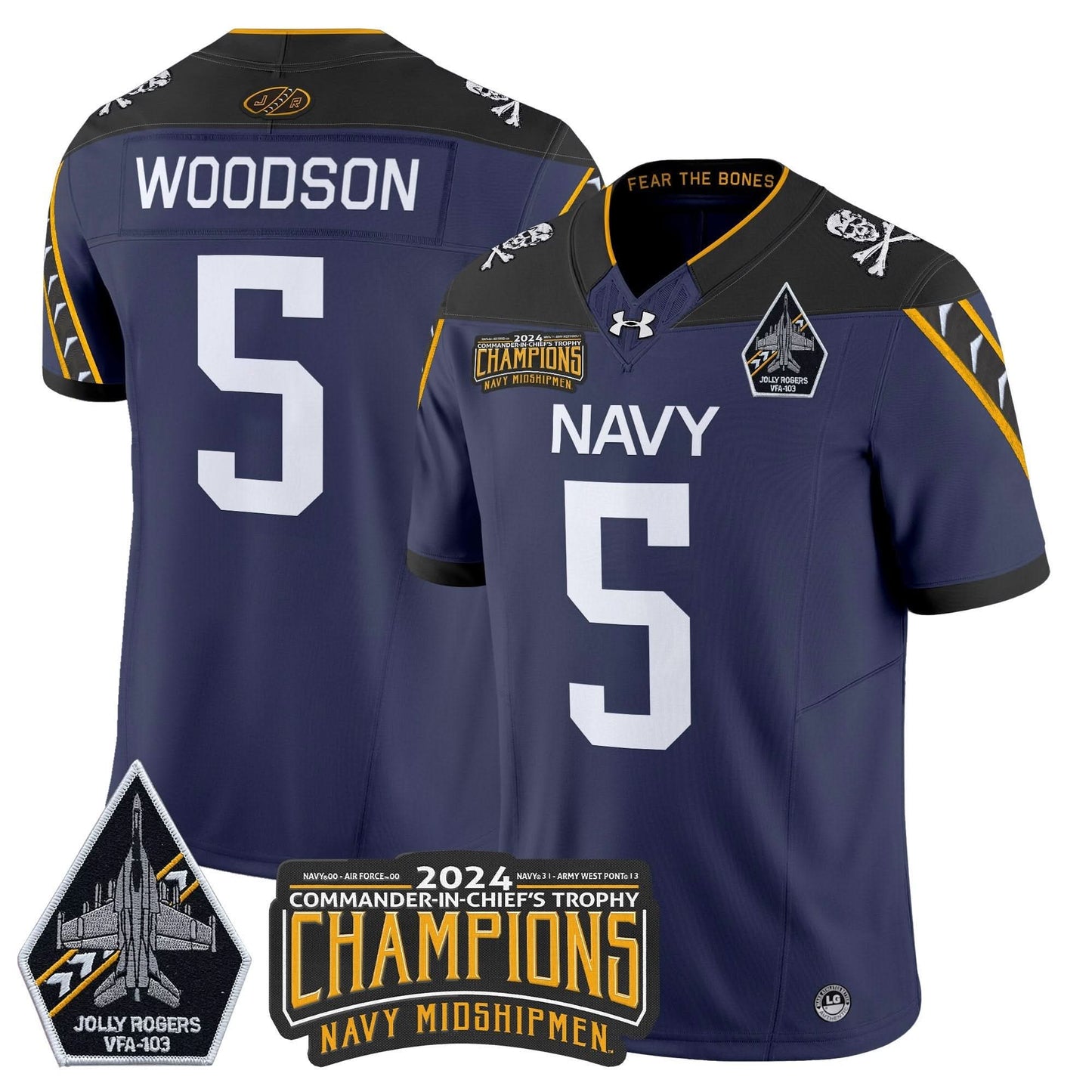 Navy Midshipmen 2024 Commander-In-Chief's Trophy Champions Patch Vapor Limited Jersey - All Stitched