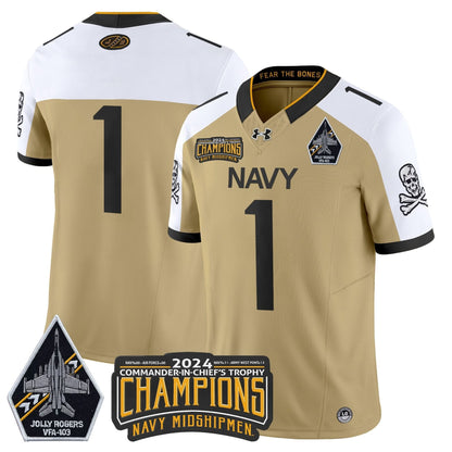 Navy Midshipmen 2024 Commander-In-Chief's Trophy Champions Patch Vapor Limited Jersey - All Stitched
