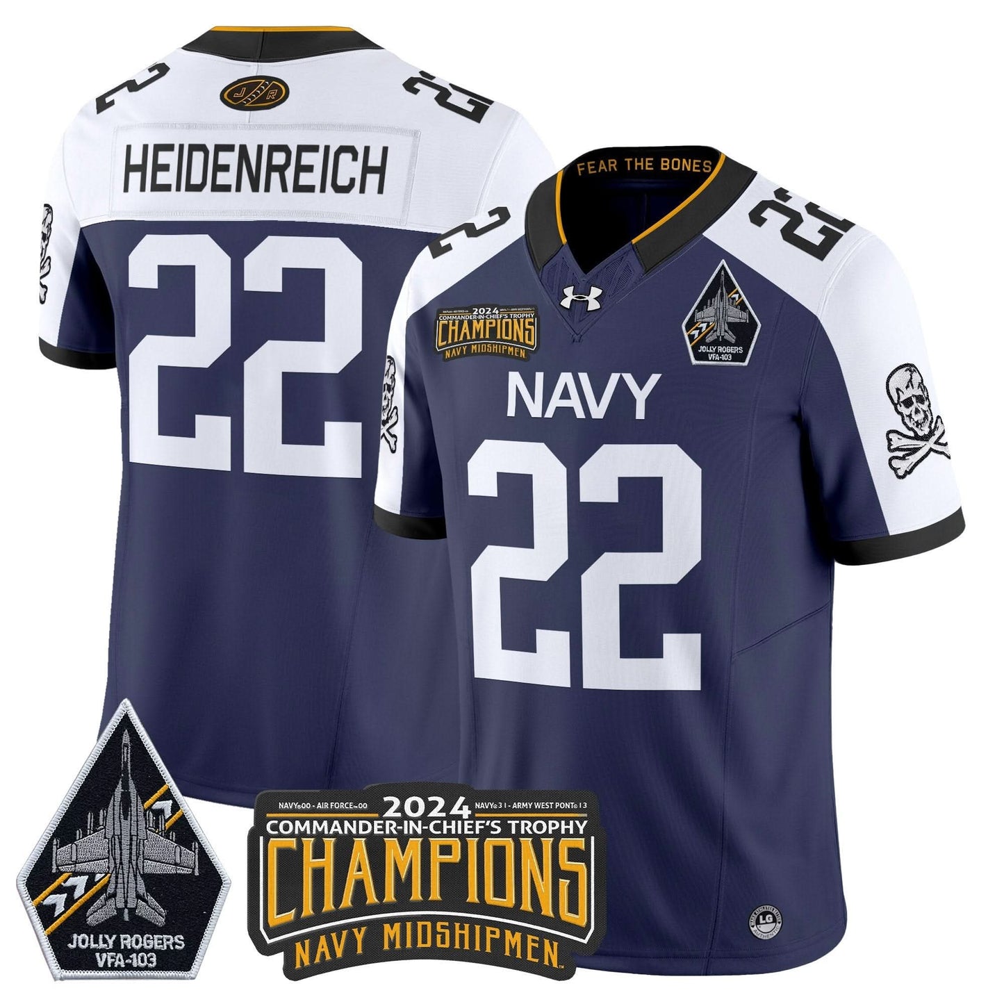 Navy Midshipmen 2024 Commander-In-Chief's Trophy Champions Patch Vapor Limited Jersey - All Stitched