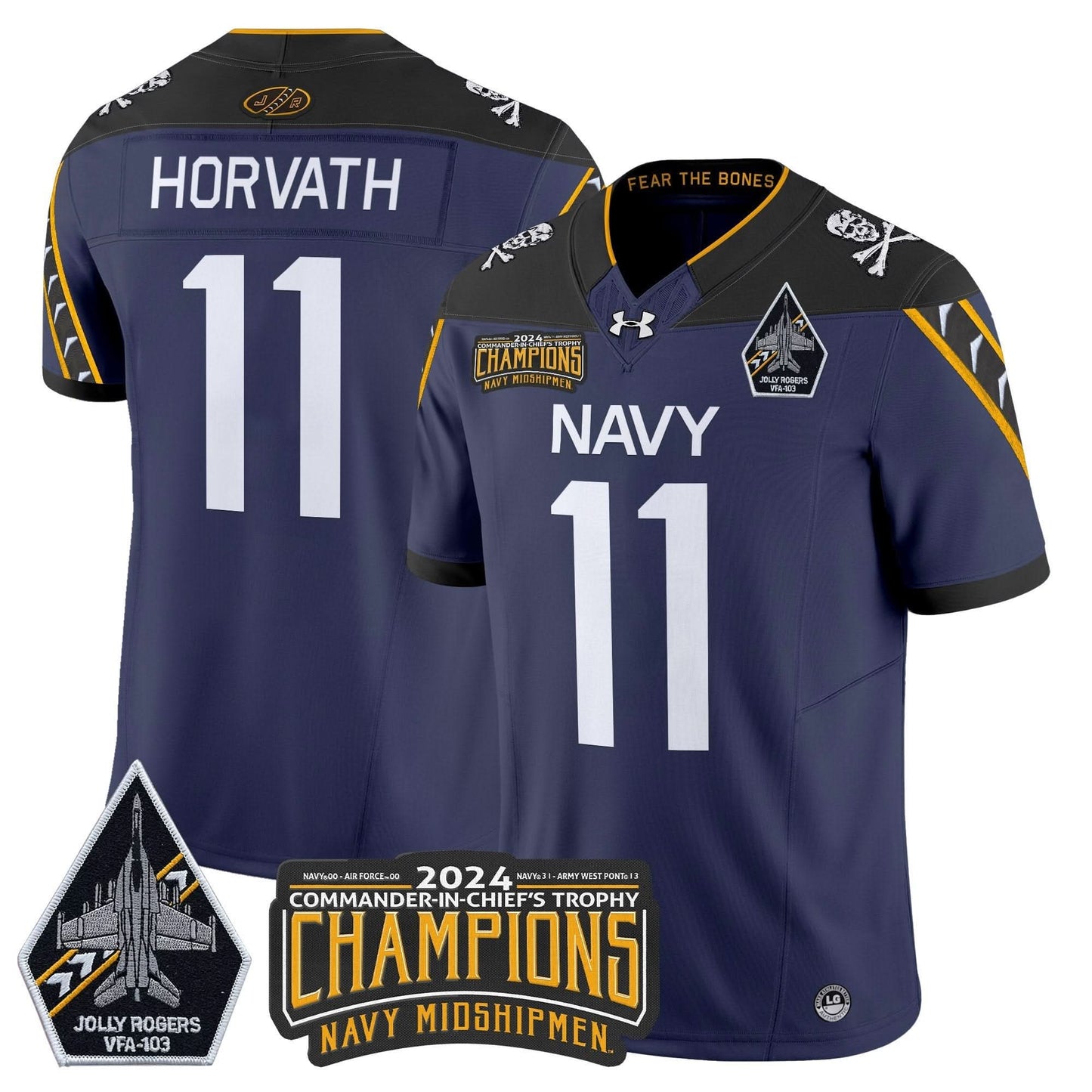 Navy Midshipmen 2024 Commander-In-Chief's Trophy Champions Patch Vapor Limited Jersey - All Stitched