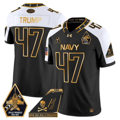Navy Midshipmen 2024 Jolly Rogers Patch Gold Vapor Limited Jersey - All Stitched