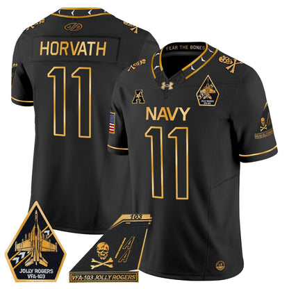 Navy Midshipmen 2024 Jolly Rogers Patch Gold Vapor Limited Jersey - All Stitched