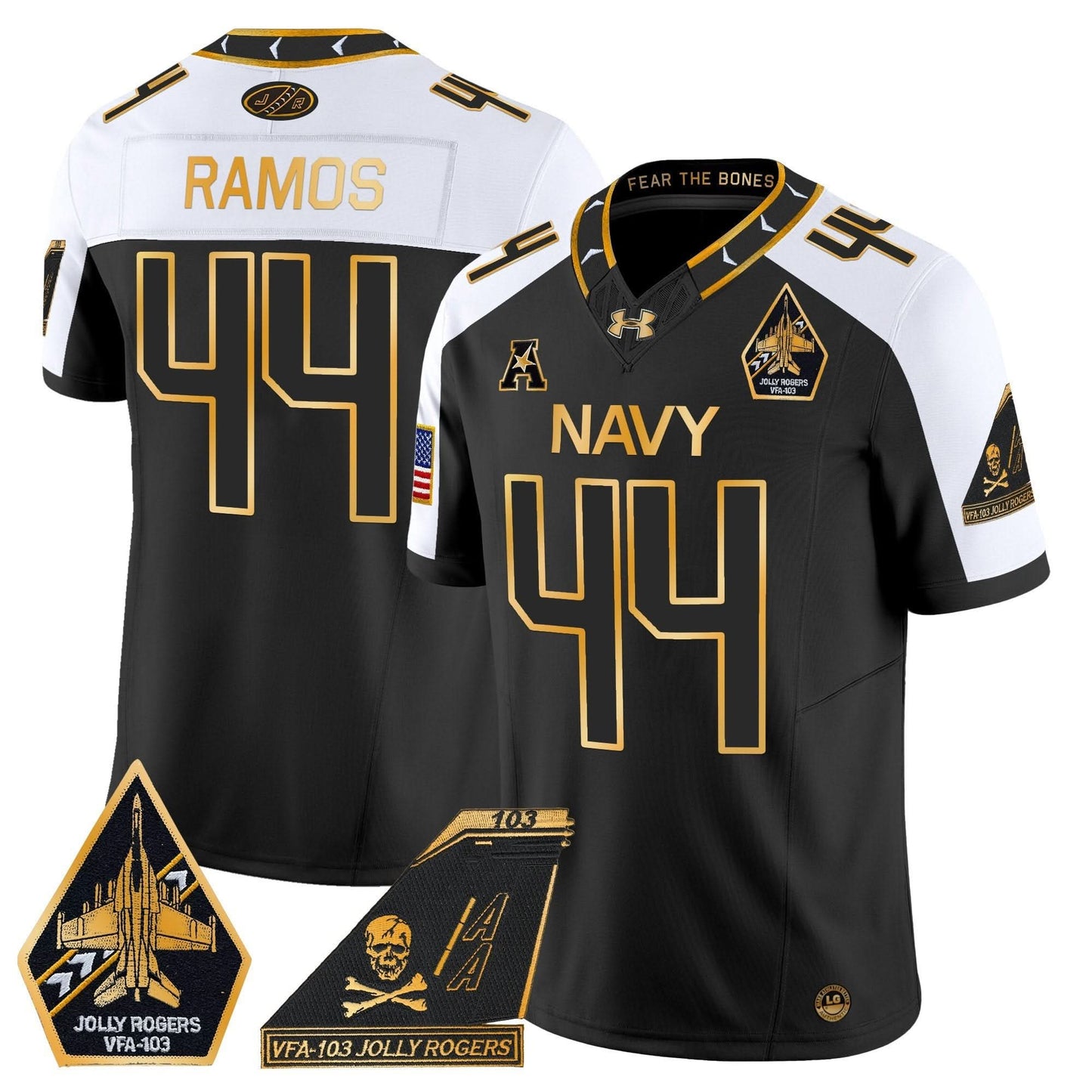 Navy Midshipmen 2024 Jolly Rogers Patch Gold Vapor Limited Jersey - All Stitched