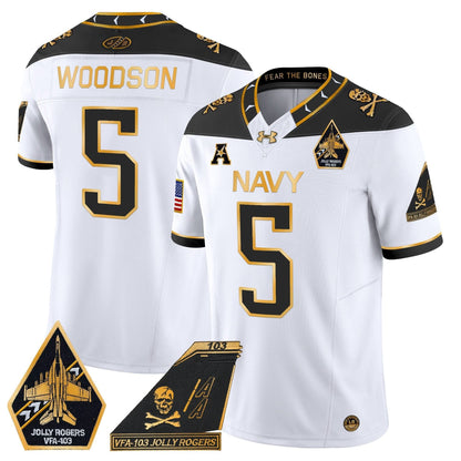 Navy Midshipmen 2024 Jolly Rogers Patch Gold Vapor Limited Jersey - All Stitched
