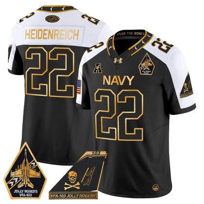 Navy Midshipmen 2024 Jolly Rogers Patch Gold Vapor Limited Jersey - All Stitched