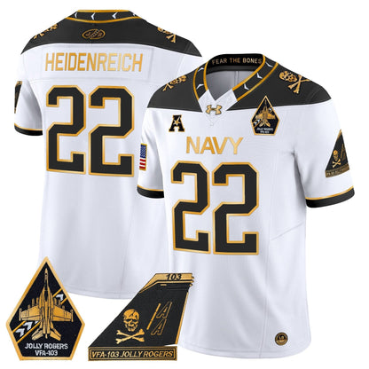 Navy Midshipmen 2024 Jolly Rogers Patch Gold Vapor Limited Jersey - All Stitched