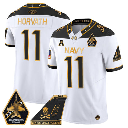 Navy Midshipmen 2024 Jolly Rogers Patch Gold Vapor Limited Jersey - All Stitched