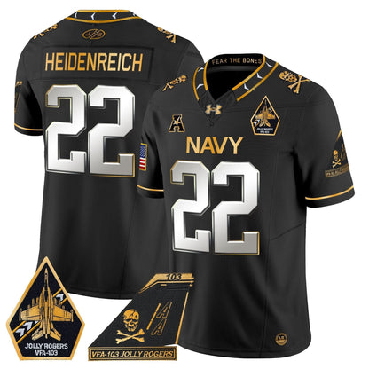 Navy Midshipmen 2024 Jolly Rogers Patch Gold Vapor Limited Jersey - All Stitched