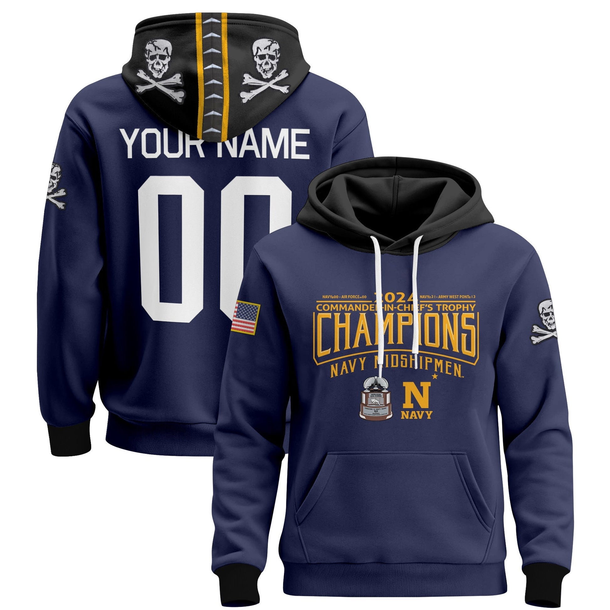 Navy Midshipmen 2024 Commander-In-Chief's Trophy Champions Patch Custom Pullover Hoodie - All Printed