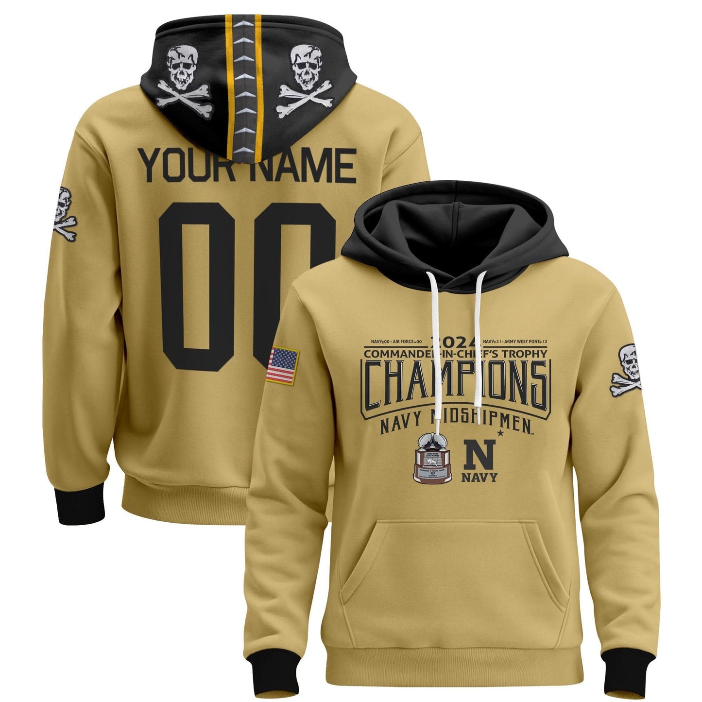 Navy Midshipmen 2024 Commander-In-Chief's Trophy Champions Patch Custom Pullover Hoodie - All Printed