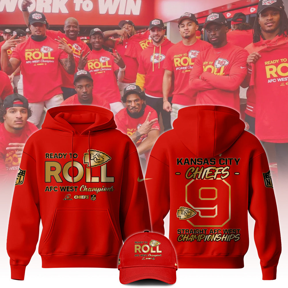 Kansas City Chiefs 2024 AFC West Champions Hoodie Gold