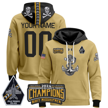 Navy Midshipmen Commander-In-Chief's Trophy Champions Patch Custom Pullover Hoodie - Stitched