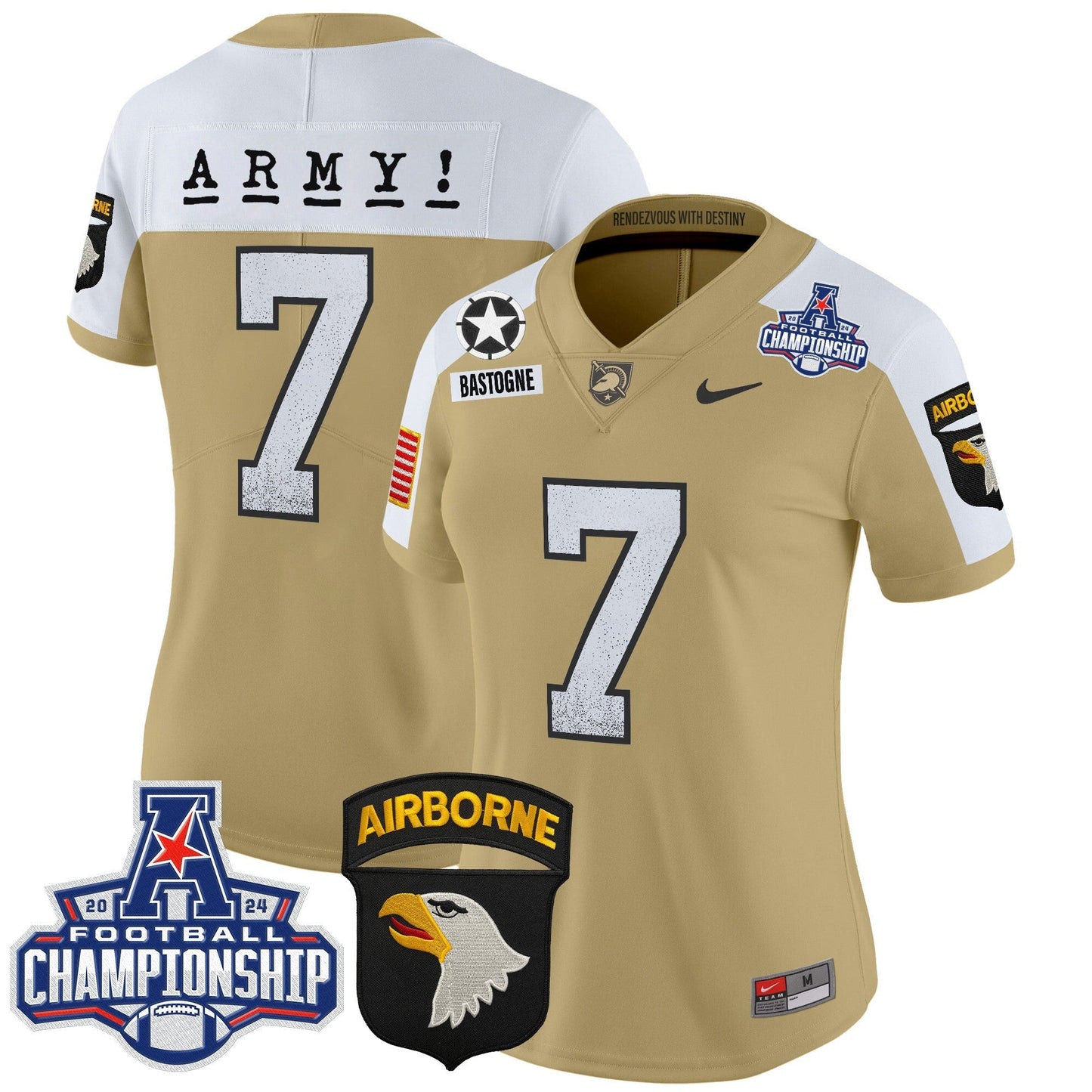 Women's Army Black Knights 2024 AAC Championship Patch Vapor Limited Jersey - All Stitched