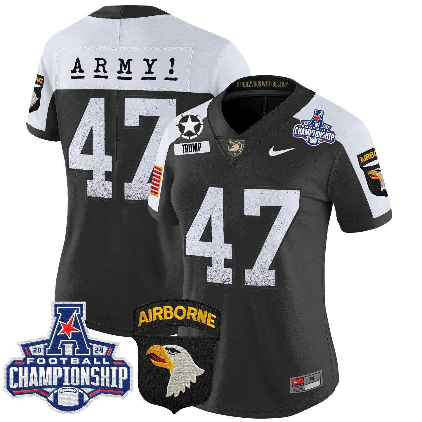 Women's Army Black Knights 2024 AAC Championship Patch Vapor Limited Jersey - All Stitched