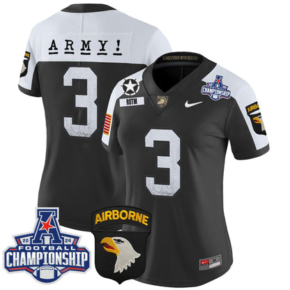 Women's Army Black Knights 2024 AAC Championship Patch Vapor Limited Jersey - All Stitched