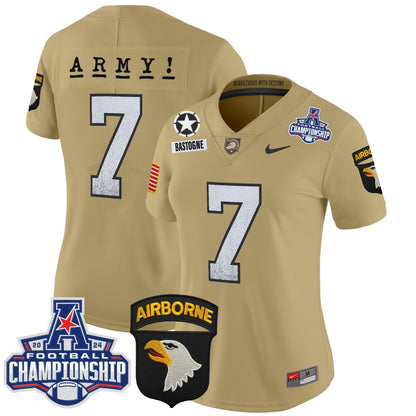 Women's Army Black Knights 2024 AAC Championship Patch Vapor Limited Jersey - All Stitched