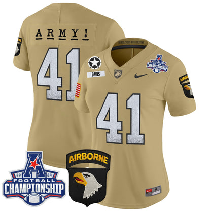 Women's Army Black Knights 2024 AAC Championship Patch Vapor Limited Jersey - All Stitched