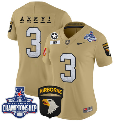 Women's Army Black Knights 2024 AAC Championship Patch Vapor Limited Jersey - All Stitched