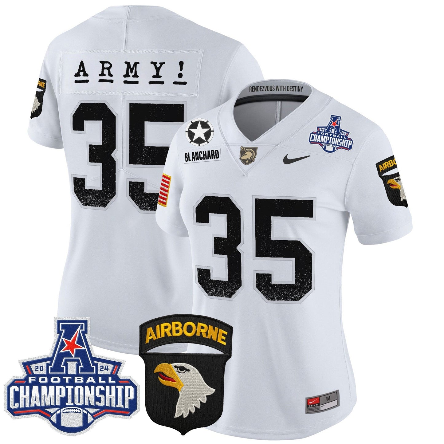 Women's Army Black Knights 2024 AAC Championship Patch Vapor Limited Jersey - All Stitched