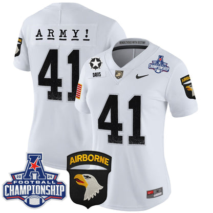 Women's Army Black Knights 2024 AAC Championship Patch Vapor Limited Jersey - All Stitched