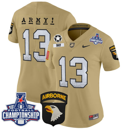 Women's Army Black Knights 2024 AAC Championship Patch Vapor Limited Jersey - All Stitched