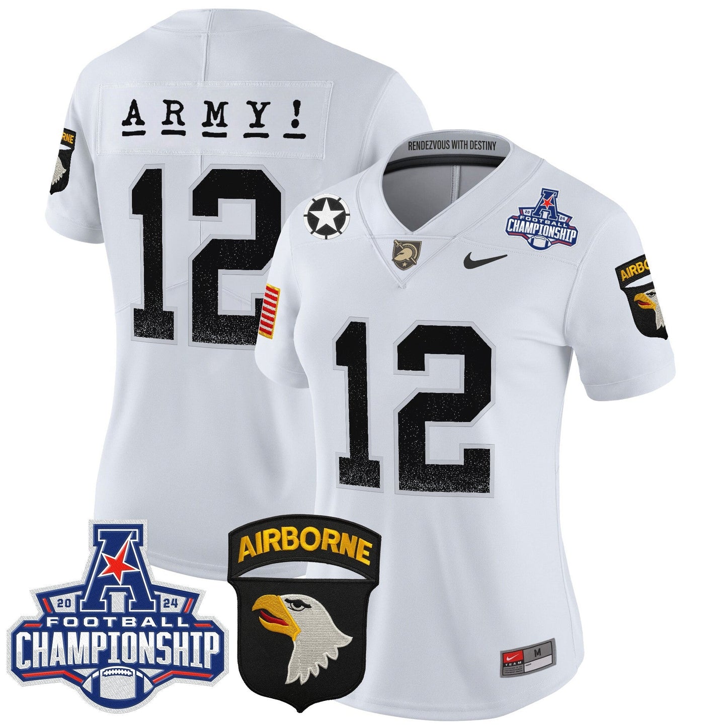 Women's Army Black Knights 2024 AAC Championship Patch Vapor Limited Jersey - All Stitched