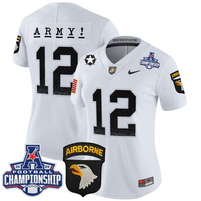 Women's Army Black Knights 2024 AAC Championship Patch Vapor Limited Jersey - All Stitched