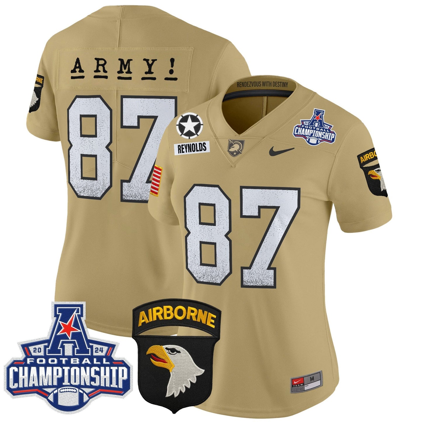 Women's Army Black Knights 2024 AAC Championship Patch Vapor Limited Jersey - All Stitched