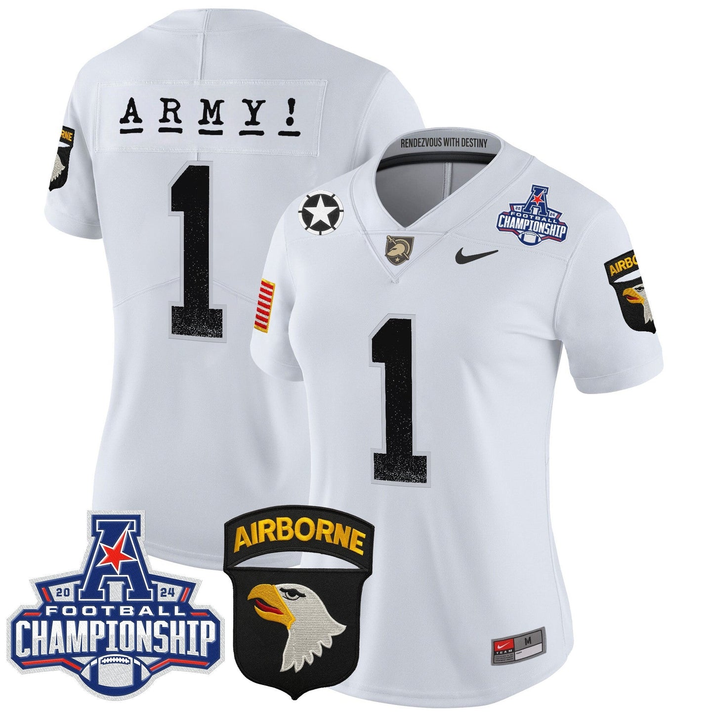 Women's Army Black Knights 2024 AAC Championship Patch Vapor Limited Jersey - All Stitched