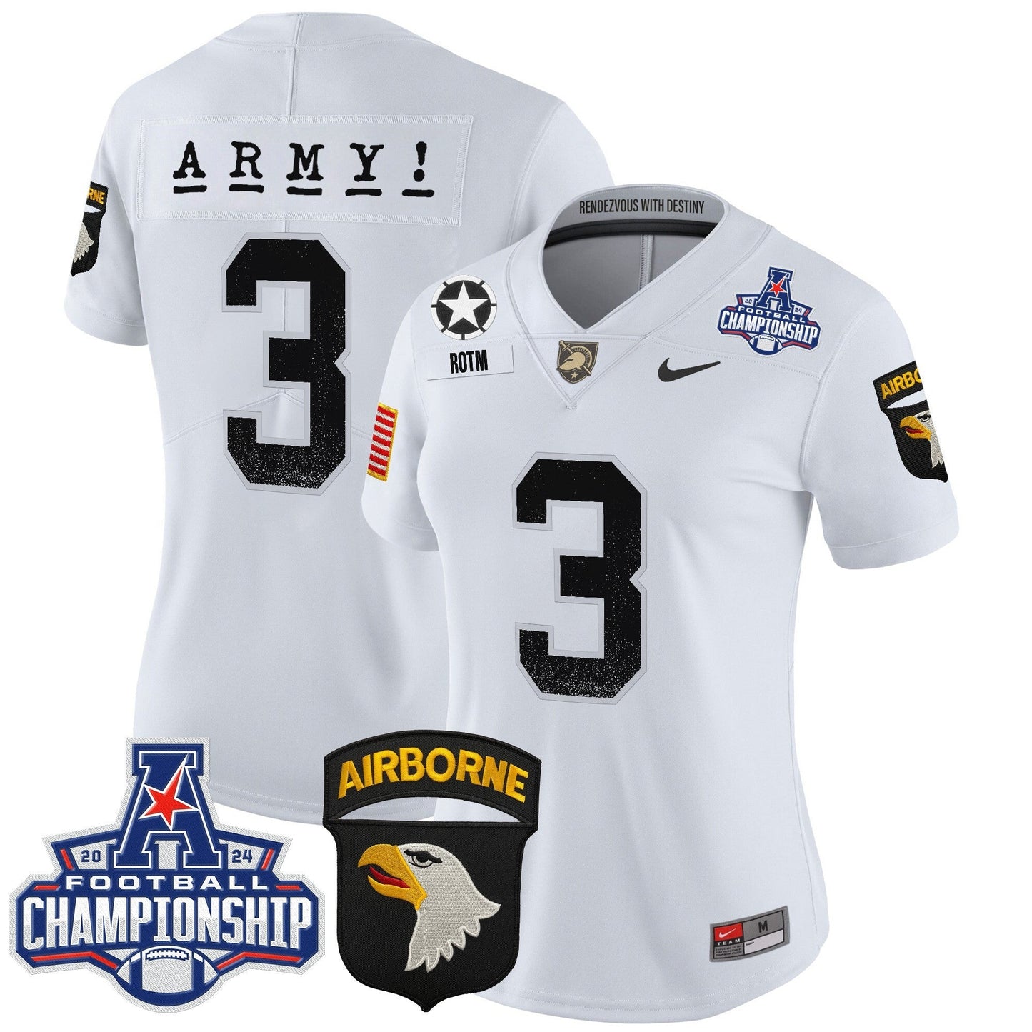 Women's Army Black Knights 2024 AAC Championship Patch Vapor Limited Jersey - All Stitched