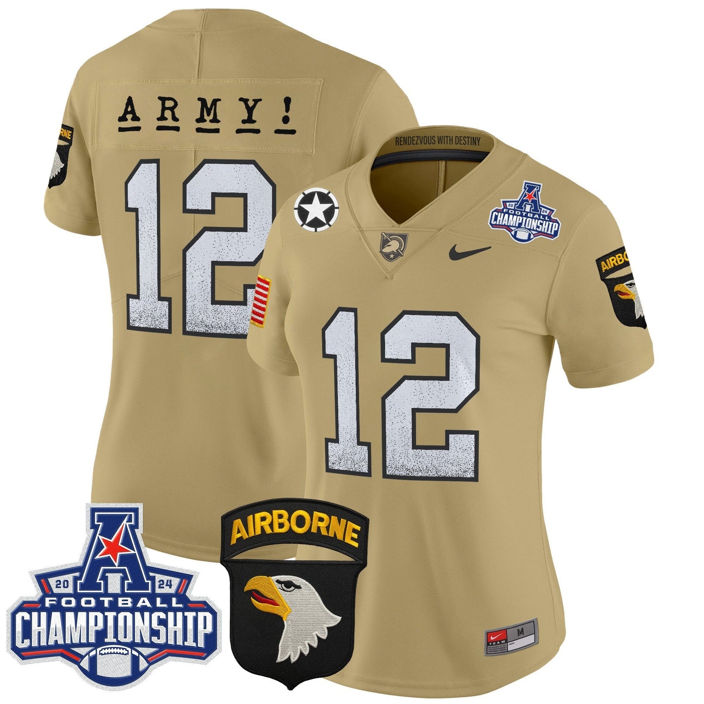 Women's Army Black Knights 2024 AAC Championship Patch Vapor Limited Jersey - All Stitched