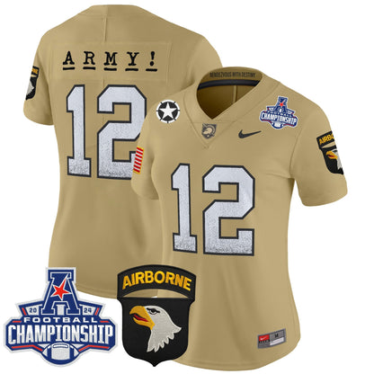 Women's Army Black Knights 2024 AAC Championship Patch Vapor Limited Jersey - All Stitched