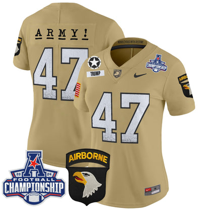 Women's Army Black Knights 2024 AAC Championship Patch Vapor Limited Jersey - All Stitched